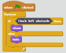 Scratch script for the left obstacle